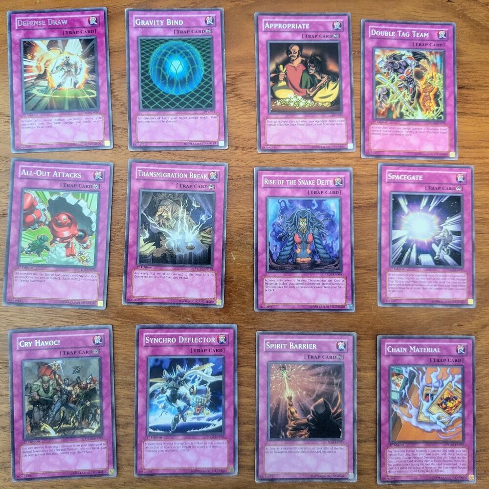 Vintage Yu-Gi-Oh! Trap Card Lot 12 Cards - Iconic Defense & Rare Staples Yugioh